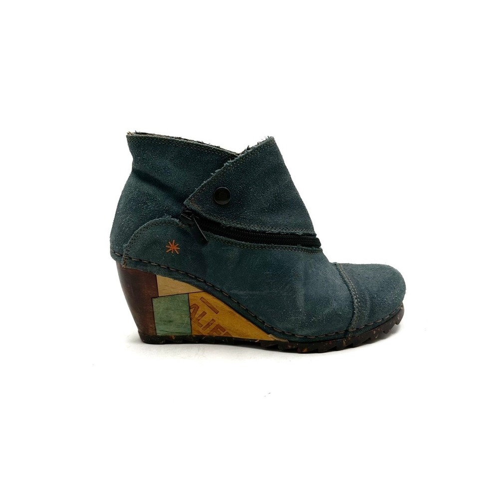 The Art Company | Teal Suede Wedge Booties Size EU‎ 37